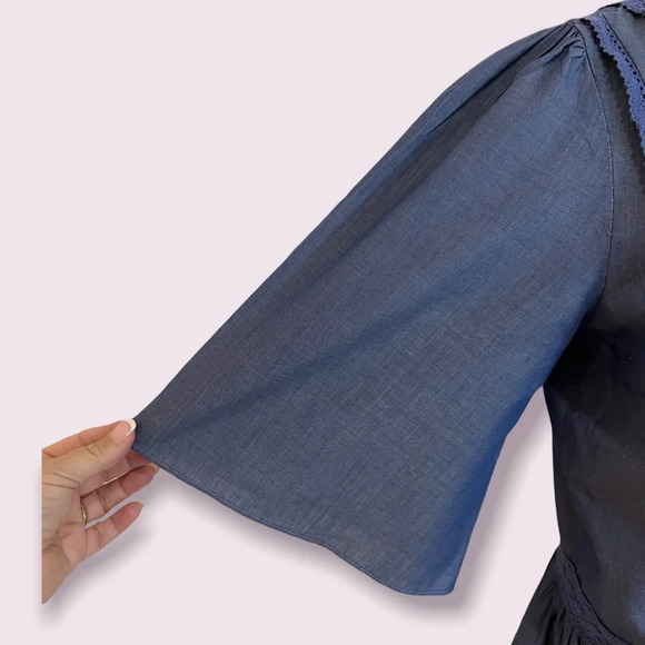 Matilda Jane Lightweight Denim Navy Cardigan Blouse - Picture 3 of 6